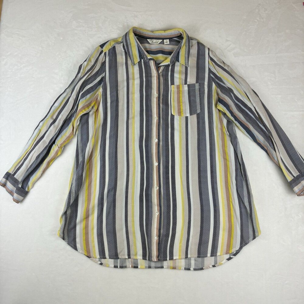 Caffe Marrakesh Oversized Button Down Shirt -Women’s XL Striped Long Sleeve Top